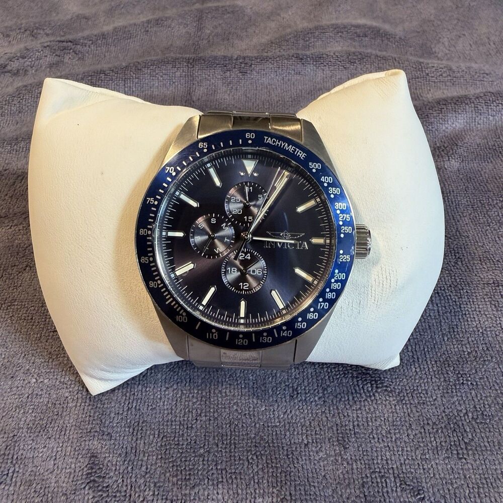 Invicta Men's 38965 Aviator Quartz Multifunction Blue Dial Stainless Steel Watch